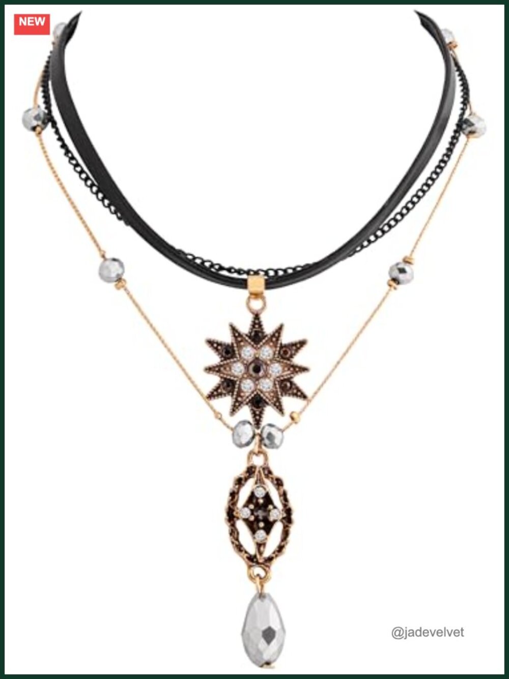 Layered Star Choker Necklace Boho Ren Faire Grunge Jewelry